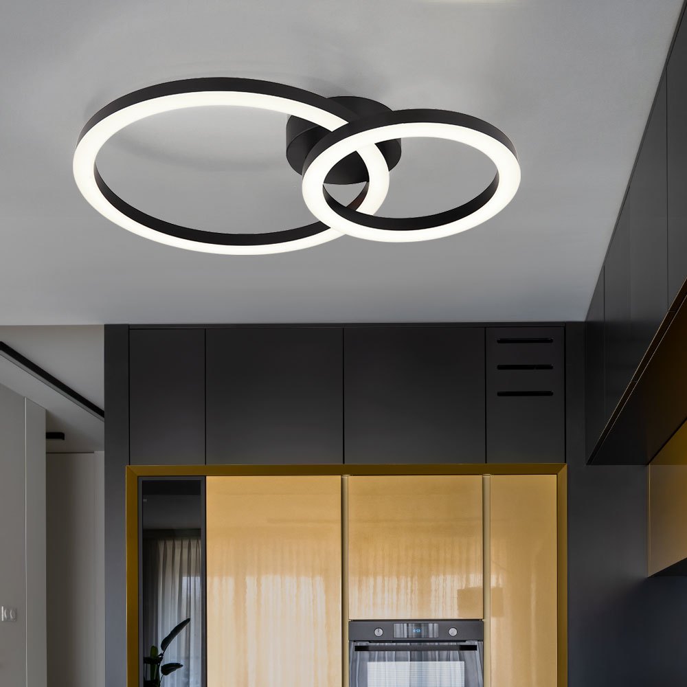 Image of Ceiling Light Living Room Ceiling Lamp Led Ring Design Black L 42 Cm
