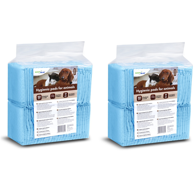 Hygienic Animal Pads Universal Greenblue 100pcs 60x40 Gb495