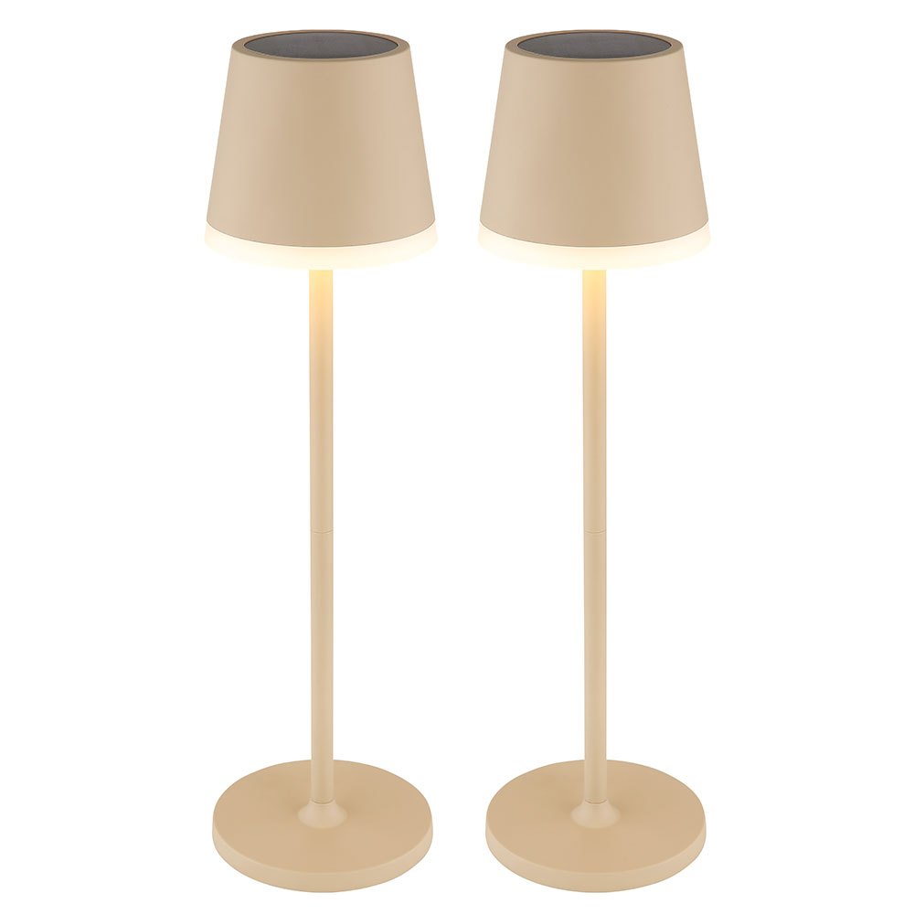 Image of Table Lamp Solar Lamp Outdoor Lamp Sand-colored Terrace Lamp Table Lamp Balcony Ip44 Battery, Led Warm White, Dxh 11x41 Cm, 2pcs Set