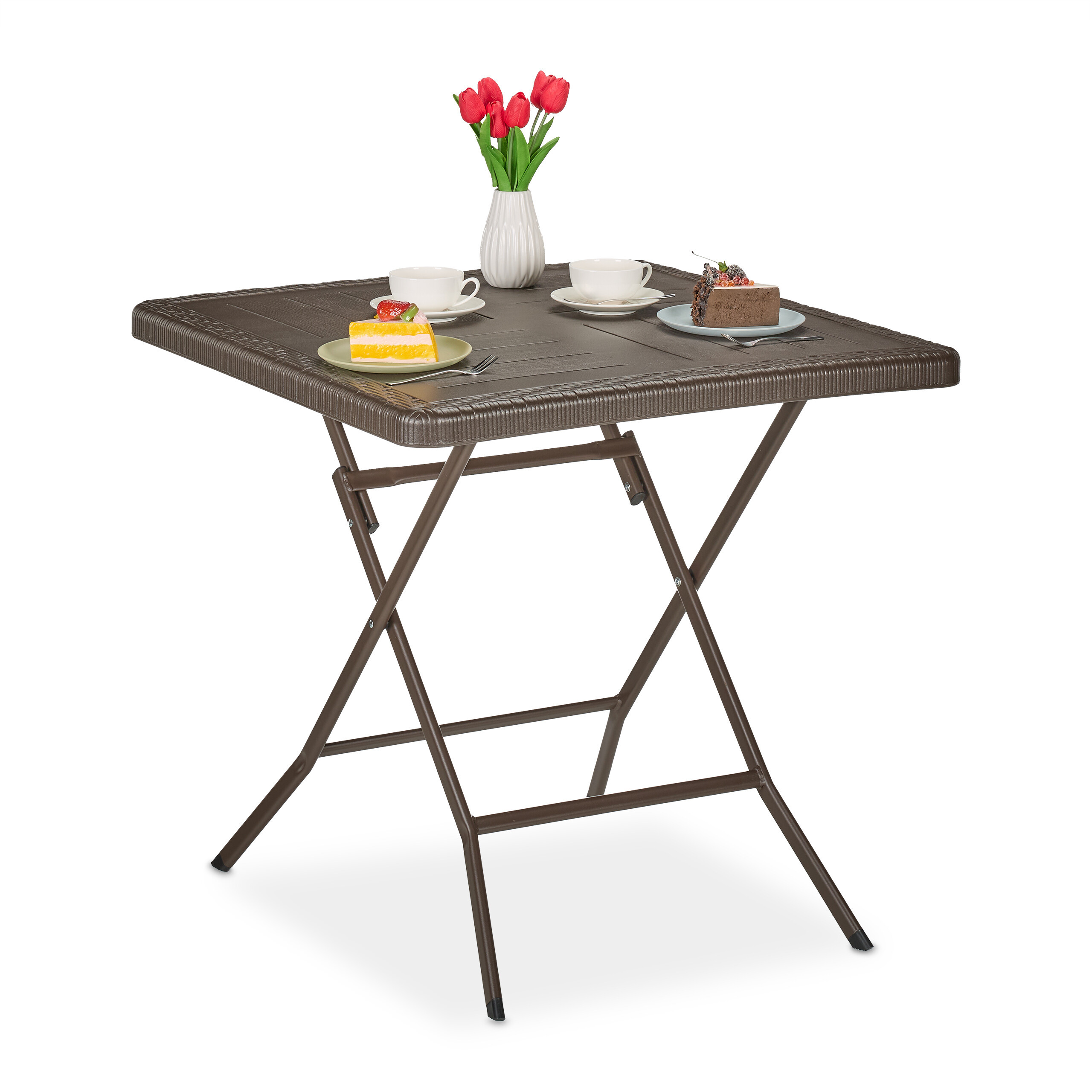 Garden Table "wood Look" In Brown - (w)78 X (h)74 X (d)78 Cm