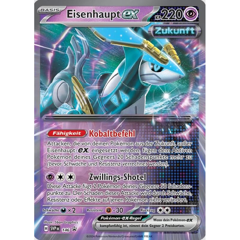 E-shop Pokémon Karte Eisenhaupt ex – SVP146 – Deutsch – Karmesin & Promo – : Promo – Boosterfrisch – Einzelkarte für Sammlung & Deck