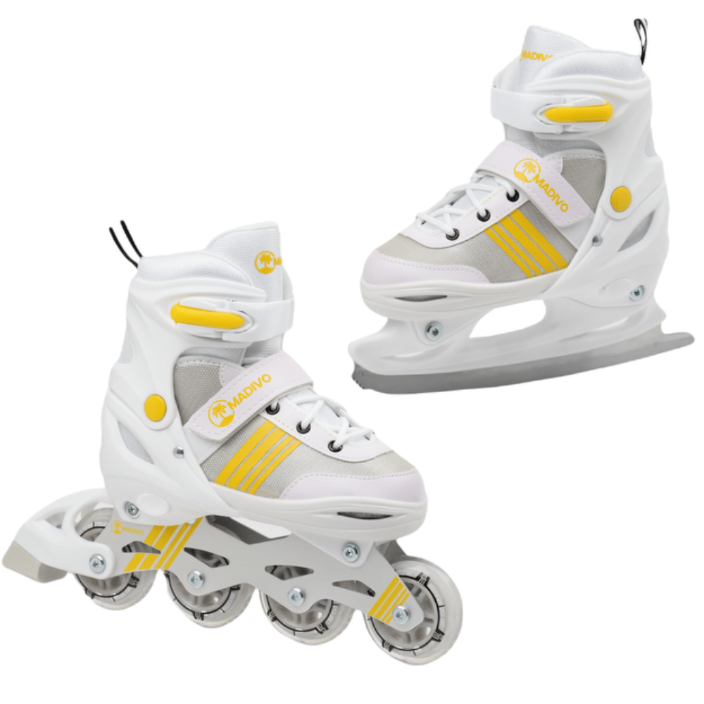 Adjustable White Skates 34-37 / 38-41 Roller Skates -7 Pu Aluminum For Kids