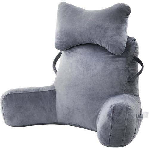 cojín de lectura acolchado – soporte lumbar l/xl con rodillo cervical desmontable y reposabrazos elevado para mayor comodidad – cojín lumbar para sofá, cama o silla – ideal para leer, y ver tv