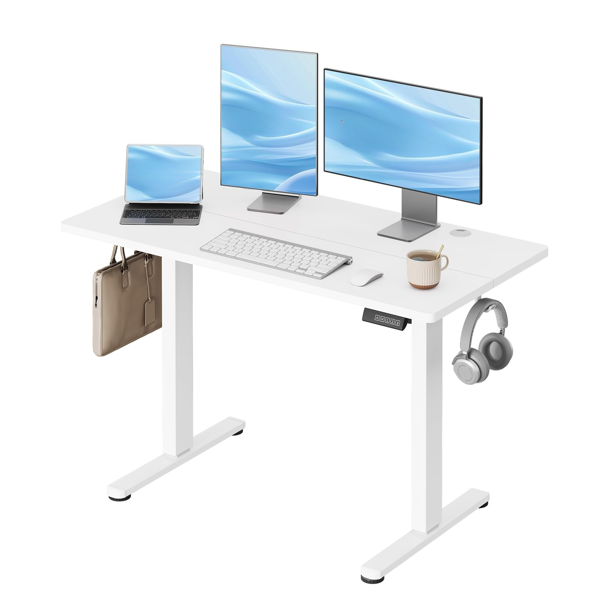 Height Adjustable Desk, 140 X 70 Cm / 120 X 60 Cm, With Function For 3 , Sit-stand , Height Adjustment 72-118 Cm, Ergonomic Computer Desk For Office, Brown/white/oak/black