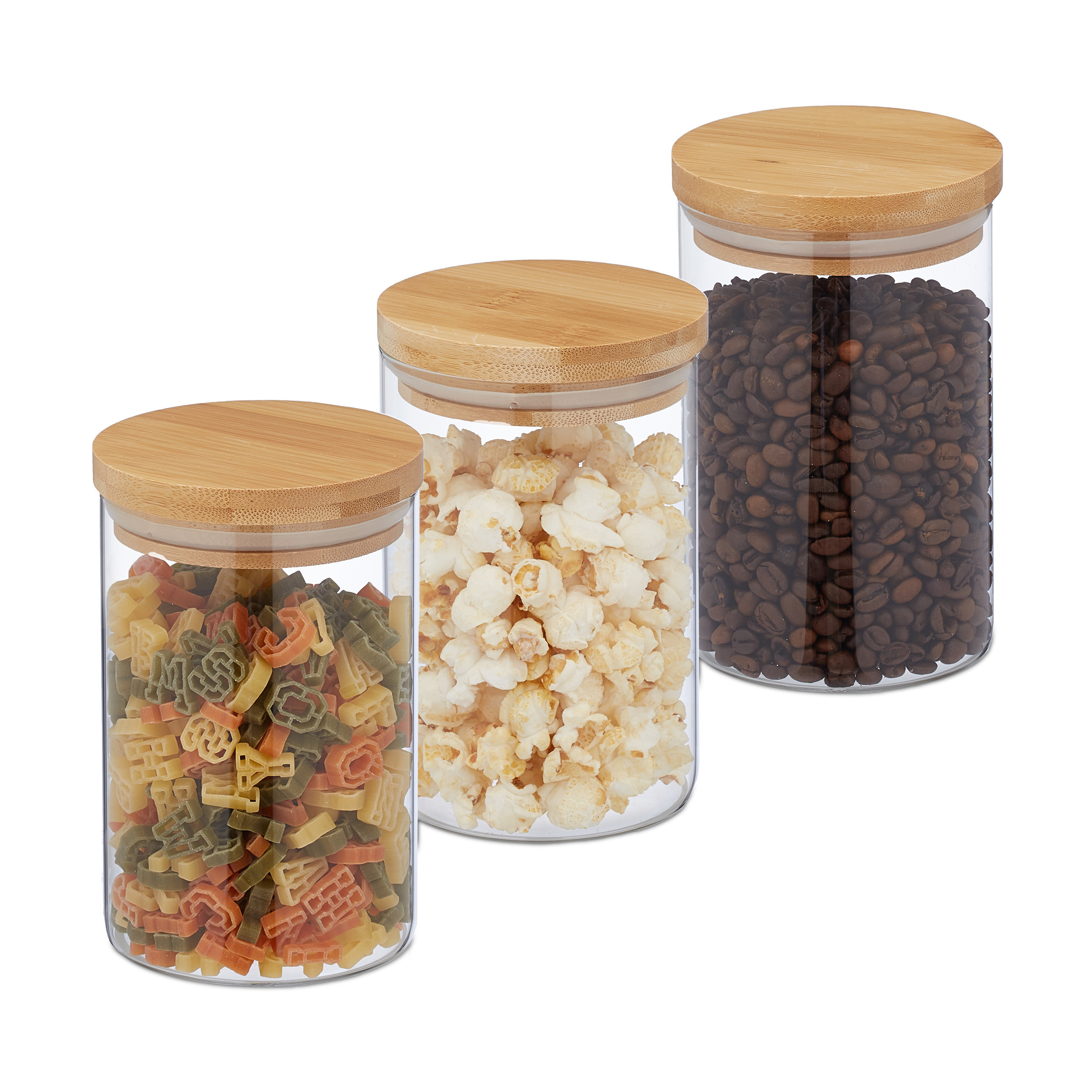 3 X Storage Jars In Transparent/natural - 800 Ml