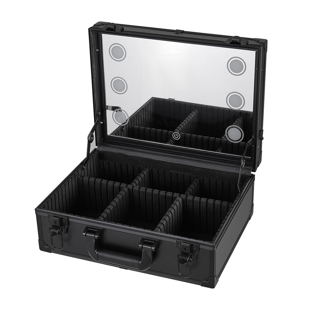 Portable Makeup Case with Mirror, Large Capacity Travel Cosmetic Organizer