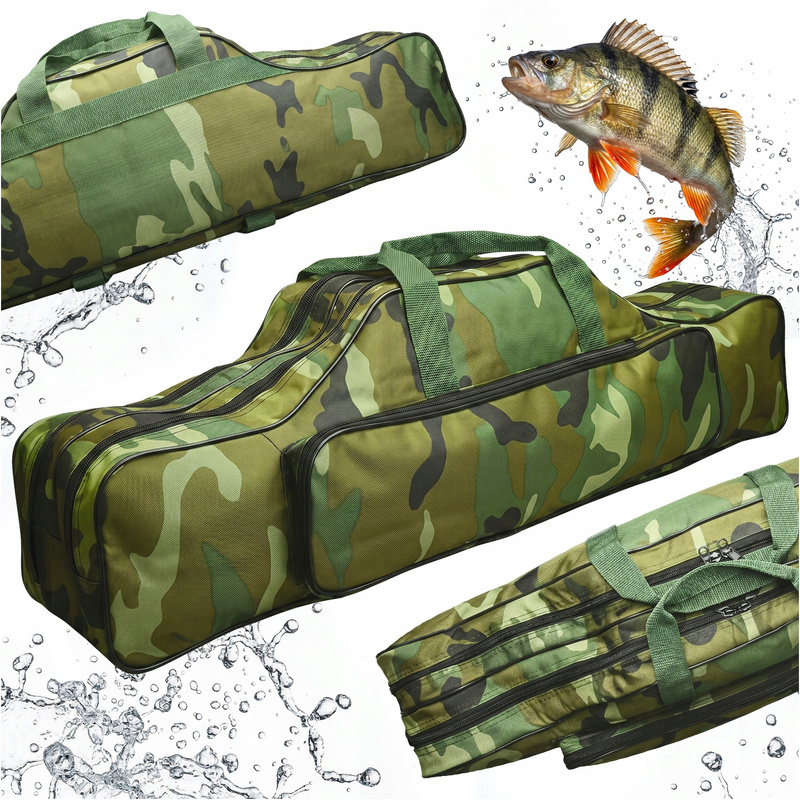 TEMU Housse de canne à pêche 100 cm, 2 compartiments avec poche latérale, Housse pour cannes avec moulinets et accessoires de pêche, Sac étanche pour