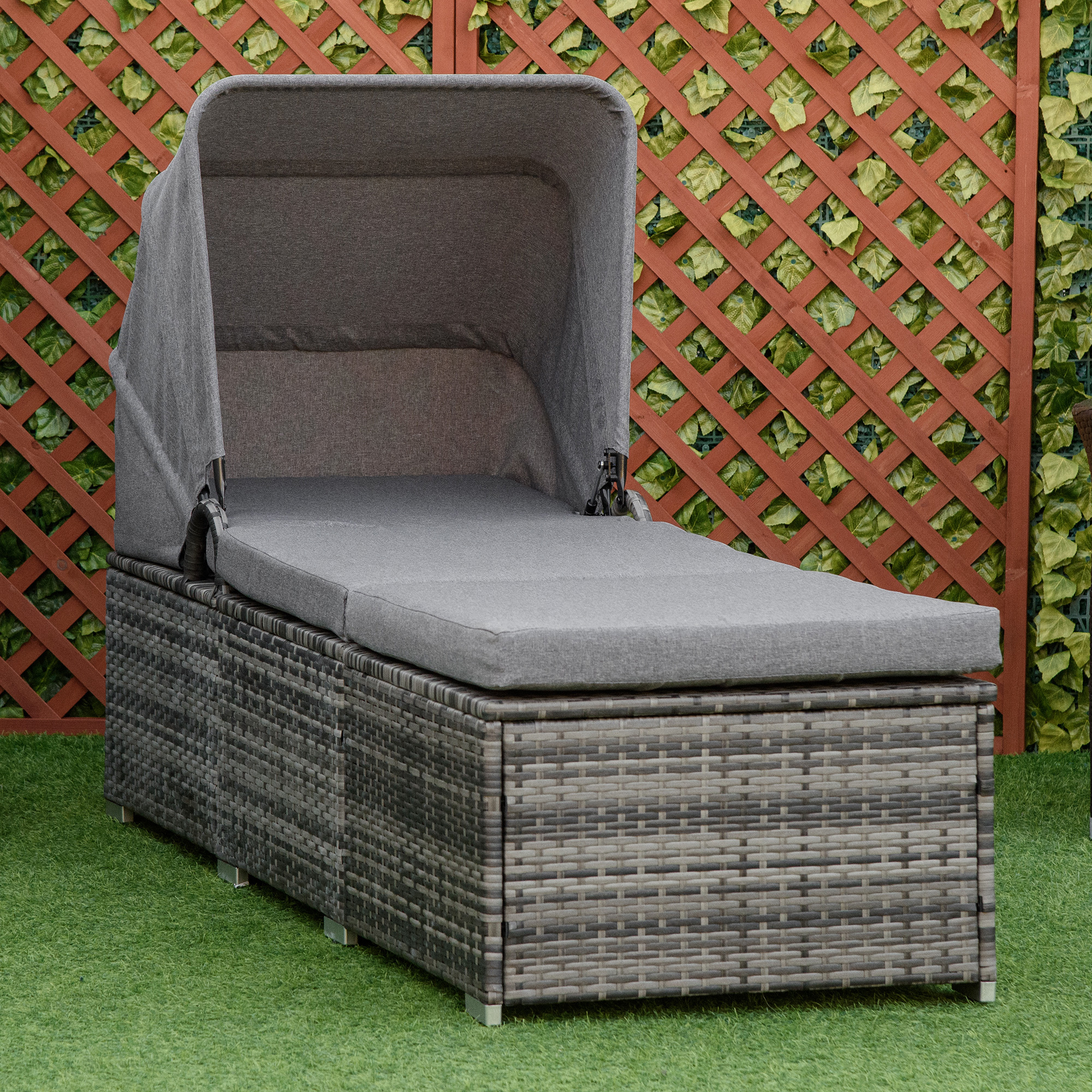 Sun Lounger Made Of Poly Rattan With Adjustable Garden Lounger Furniture Lounger With Cushion Grey 195 X 40 Cm