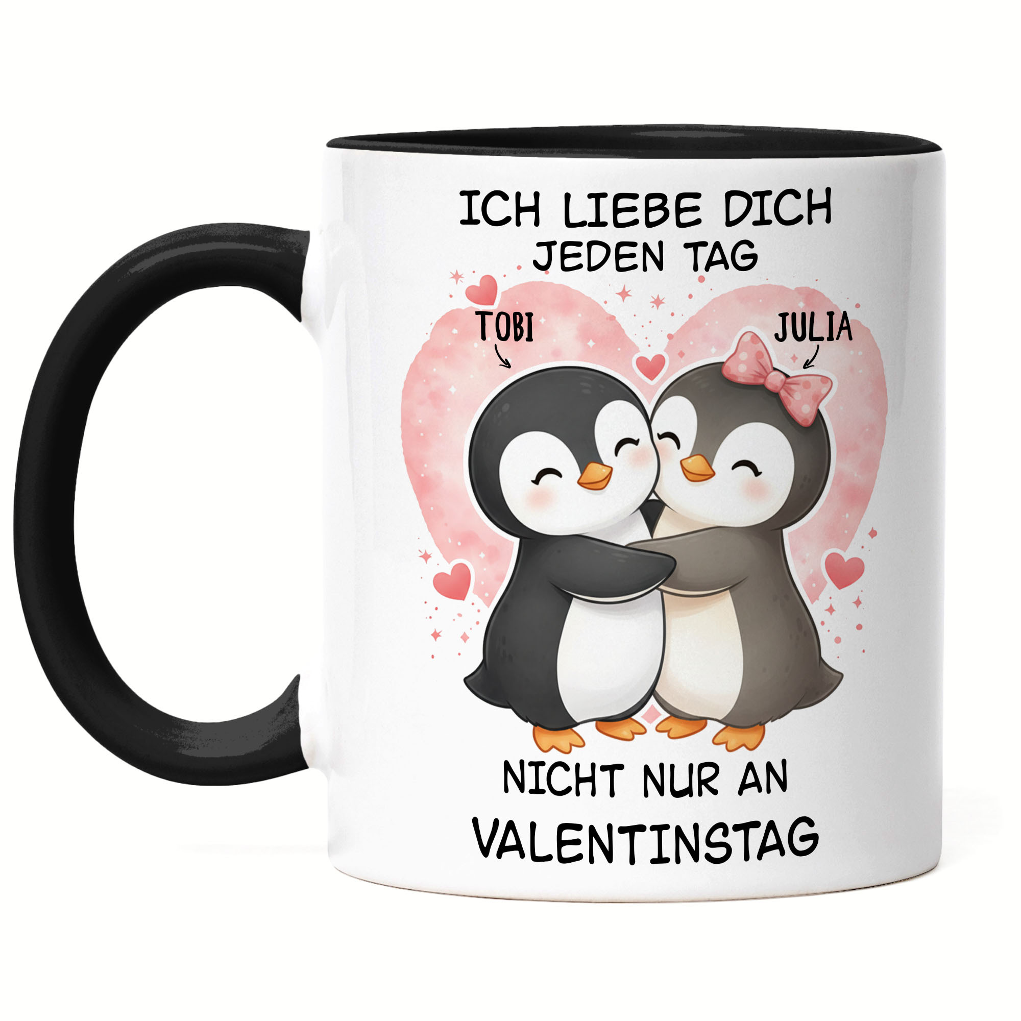 Image of Personalized Penguin Mug Pair With Names, Valentine's Day Anniversary Wedding Gift For Couples Boyfriend And Girlfriend, Custom For