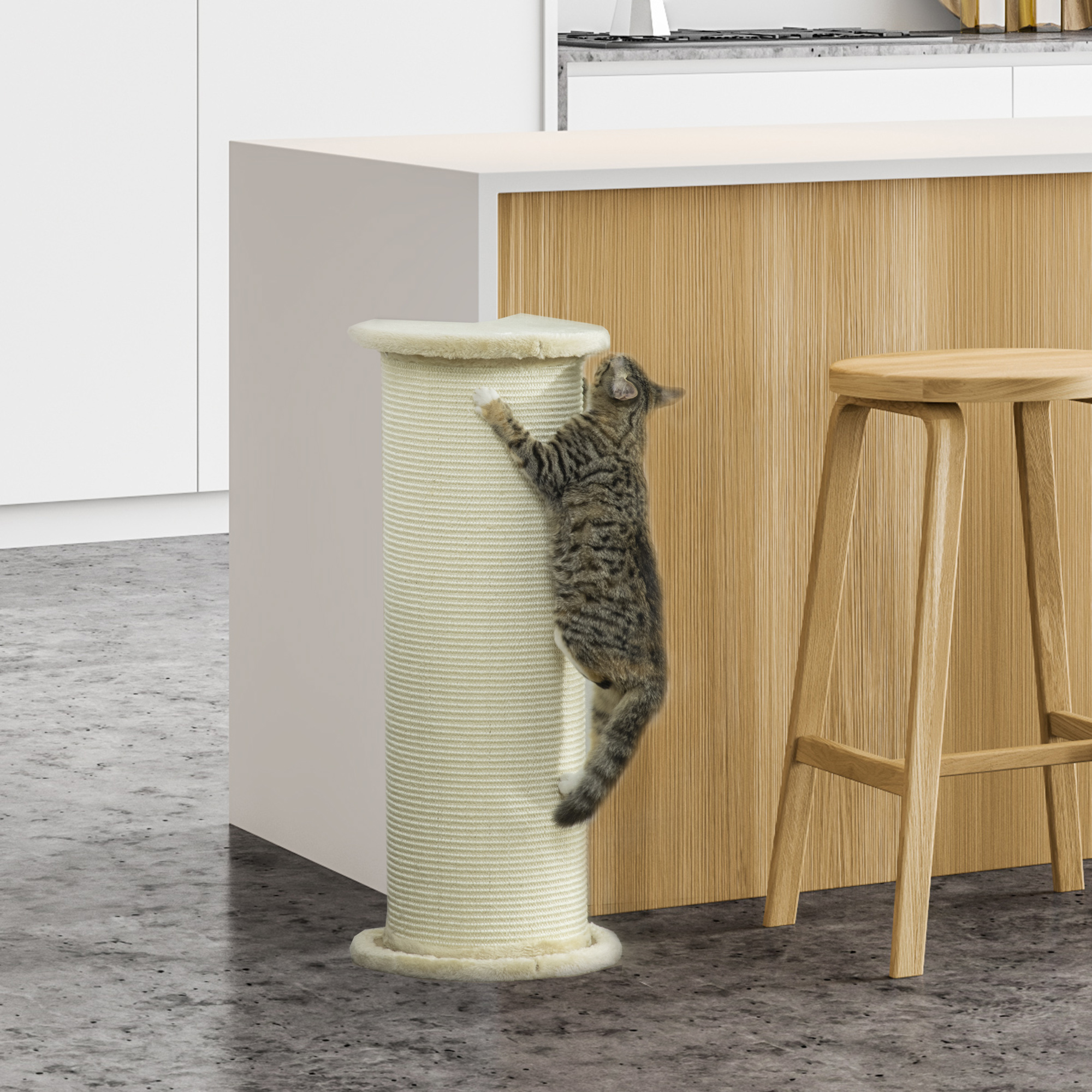 Scratching Tree, 85 Cm, Cat Scratching Tree, Scratching Column, Scratching Trunk For Cats, Furniture Scratch Protection With Sisal Rope, Tip Protection, Plush, Cream White