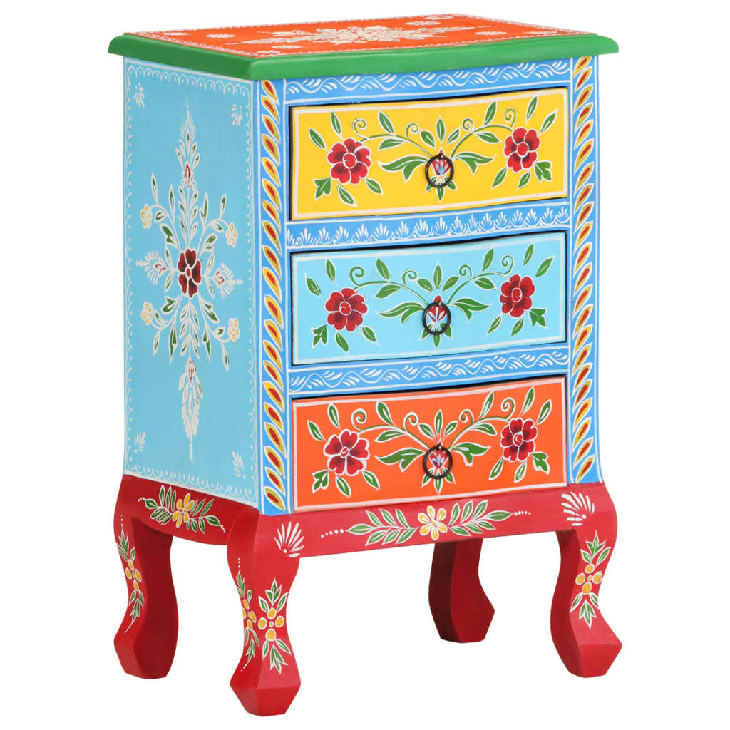 Image of Vidaxl Nightstand Hand-painted 40x30x60 Cm Mango Solid Wood