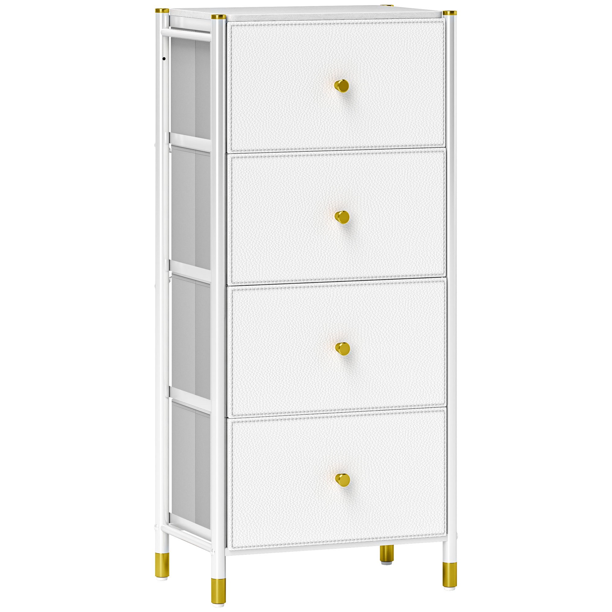 TEMU Comfortable Bedroom Dresser With 4 Folding Drawers, Pu , And , Black Living Room Dresser