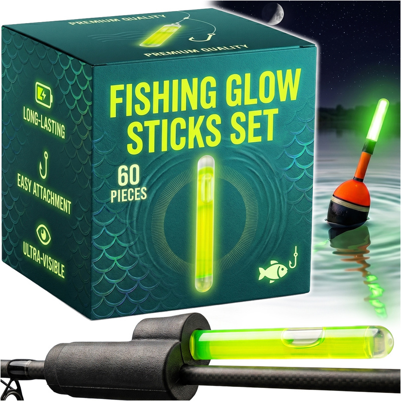 TEMU Luces de pesca con adaptadores, 60 , puntas luminosas para flotador y alarma de , juego de 40 insertos de luz y 20 adaptadores de montaje,