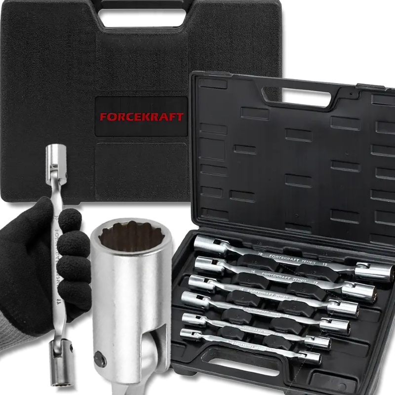 Forcekraft Set Of 6pcs Socket Wrenches 8-22mm + Case
