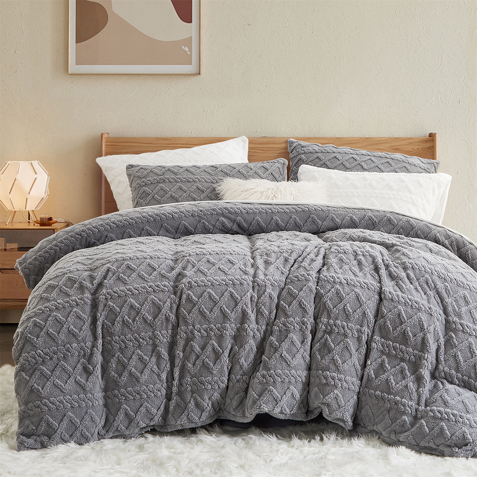 

Artificial Fur Bedding Set 2/3 Piece, Winter Bedding Set Reversible Flannel, Super Soft Bedding Set Extra Warm, Long Fur Optic Cashmere-touch - Duvet Cover With Zipper + Pillowcase 80x80