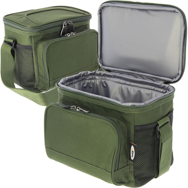 TEMU Cooler Bag Insulated Bait Food Storage Dual Zip 2 Mesh Pockets Carp Fishing Ngt
