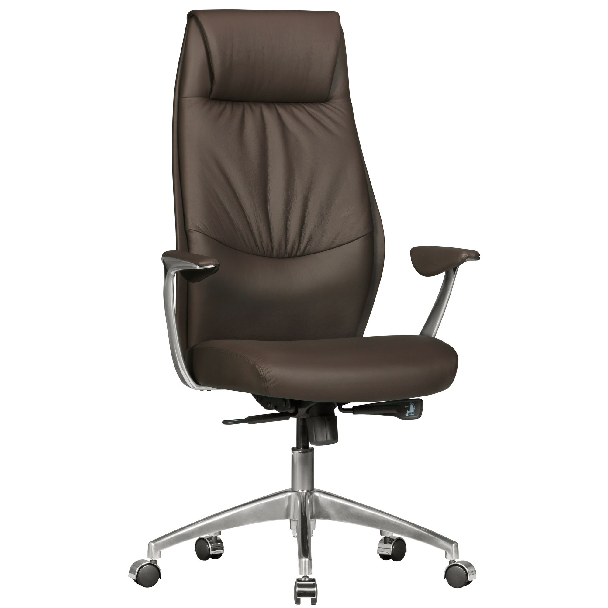 Image of Office Chair Genuine Leather Desk Chair 120kg Executive Chair With Mechanism Swivel Chair