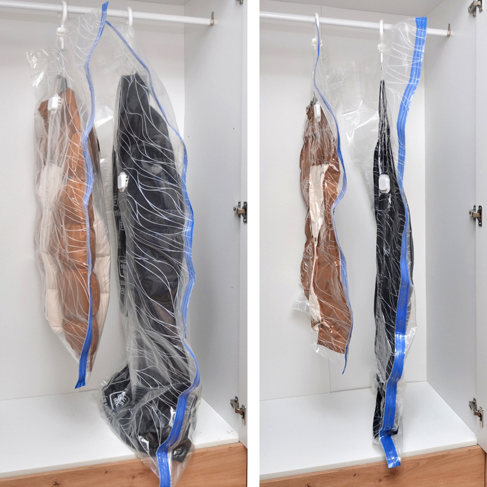 Image of Vacuum Storage Bag For Clothes And Bedding With Hanger, 70x144 Cm