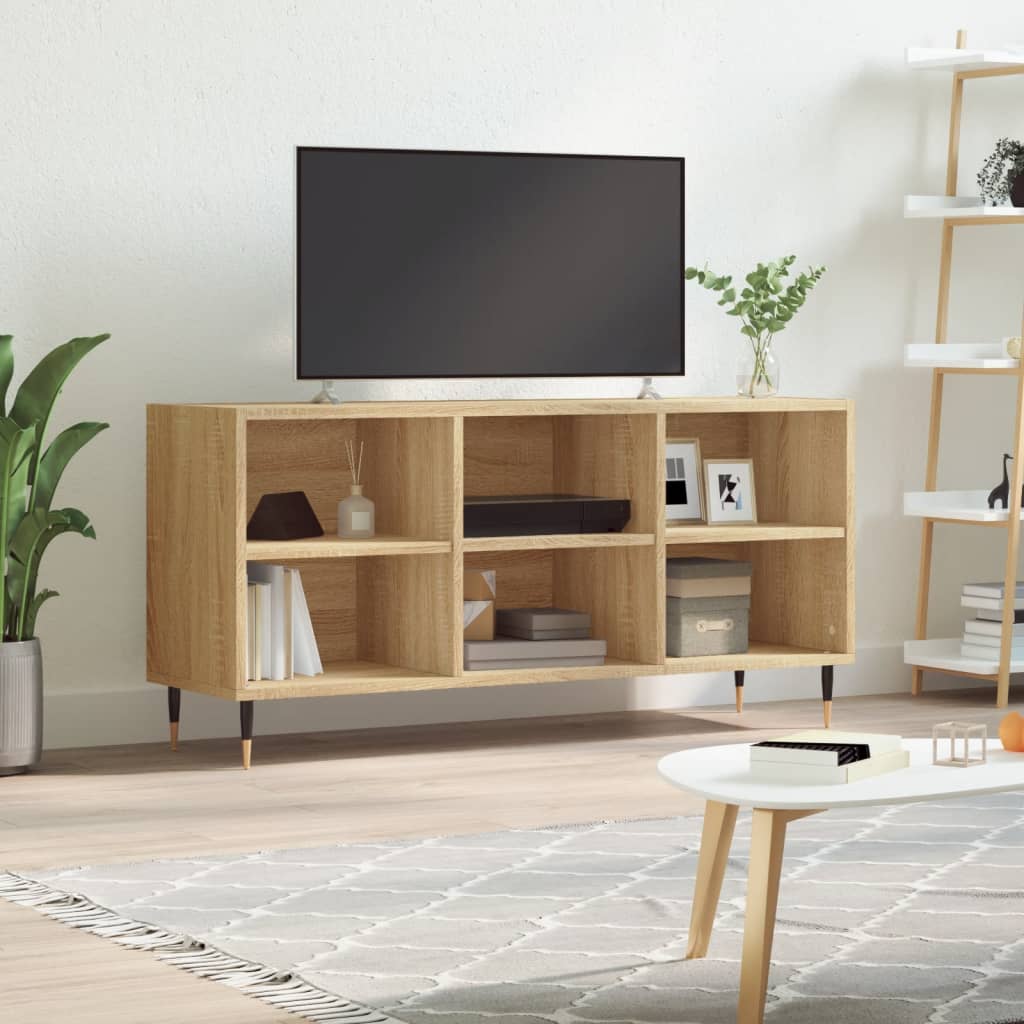 Image of Vidaxl Tv Cabinet, Tv Cabinet With Of Storage Space, Tv Table For Living Room, Lowboard Sideboard Tv Stand Tv Device, Oak Wood Material
