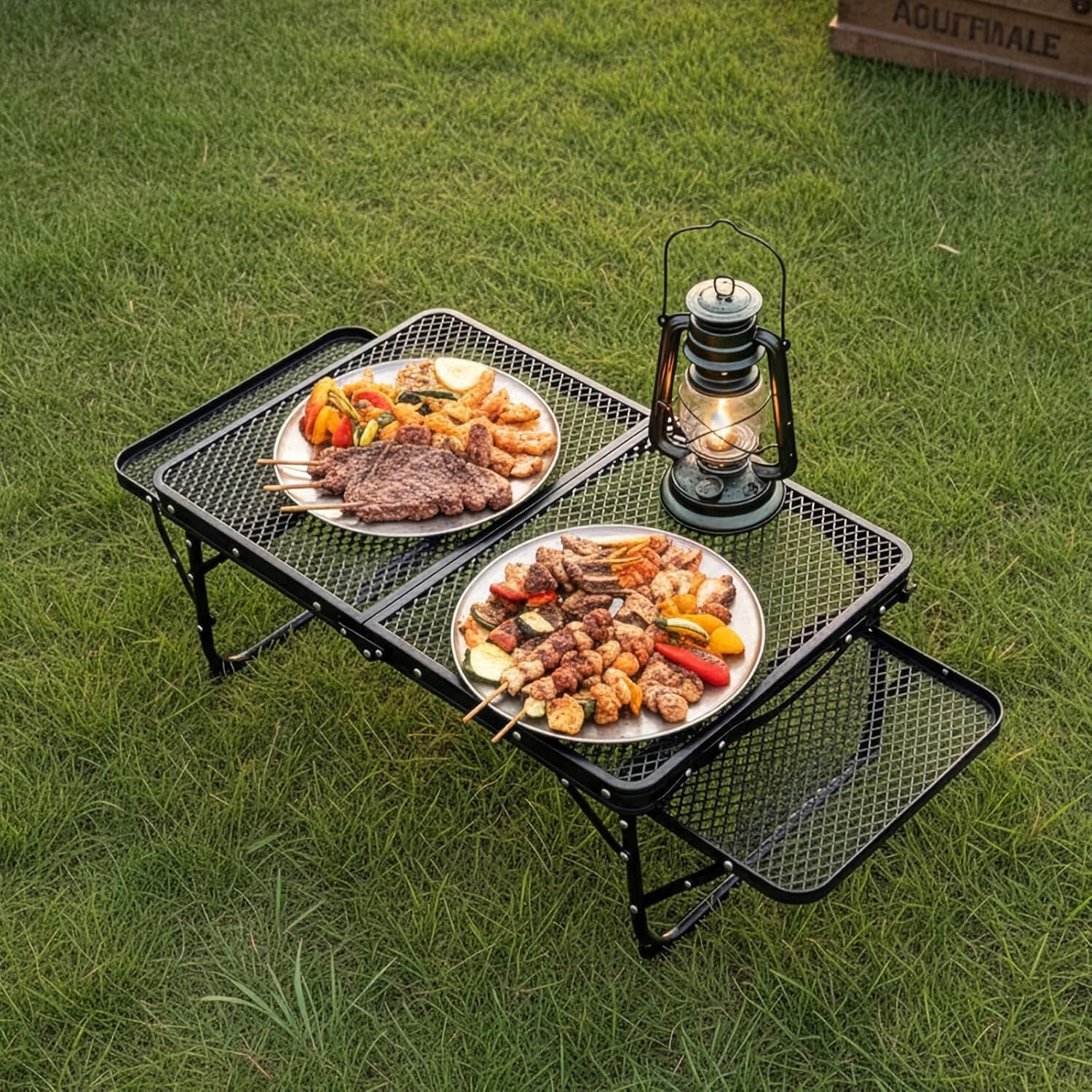 Portable Folding Camping Table, Lightweight Outdoor Mesh Table