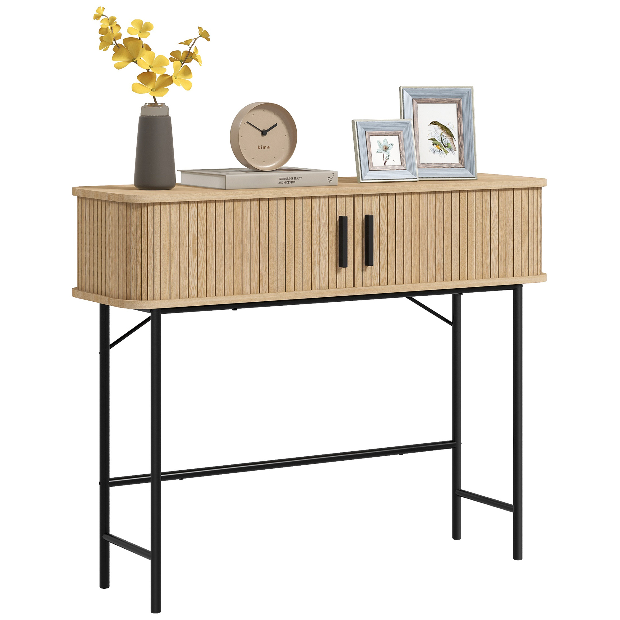 TEMU HOMCOM Mesa Consola Vintage Mueble para Recibidor con Correderas de Tambor y Compartimientos Consola para Recibidor Entrada Pasillo 100x30x80 cm