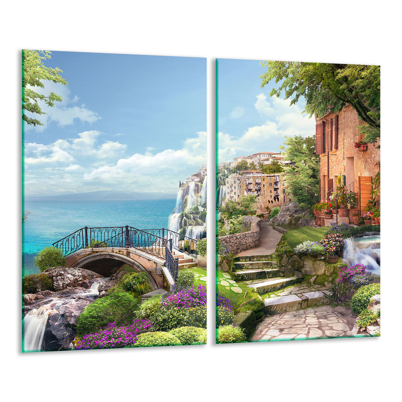 TEMU Planche à Découper en Verre 2x 30x52 Paysage