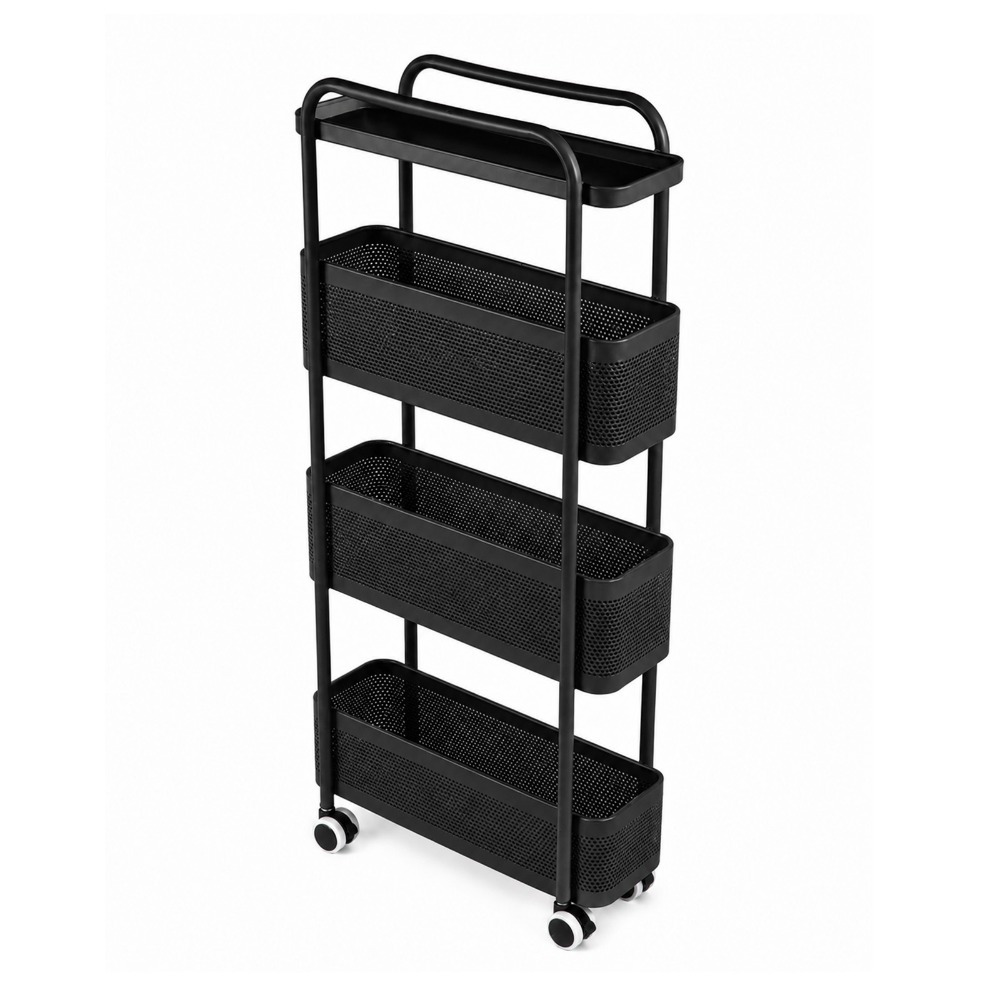 Image of Narrow Shelving Cart 3/4/5 Tiers, , With Wheels, Niche Cart For Kitchen, Bathroom, And Household