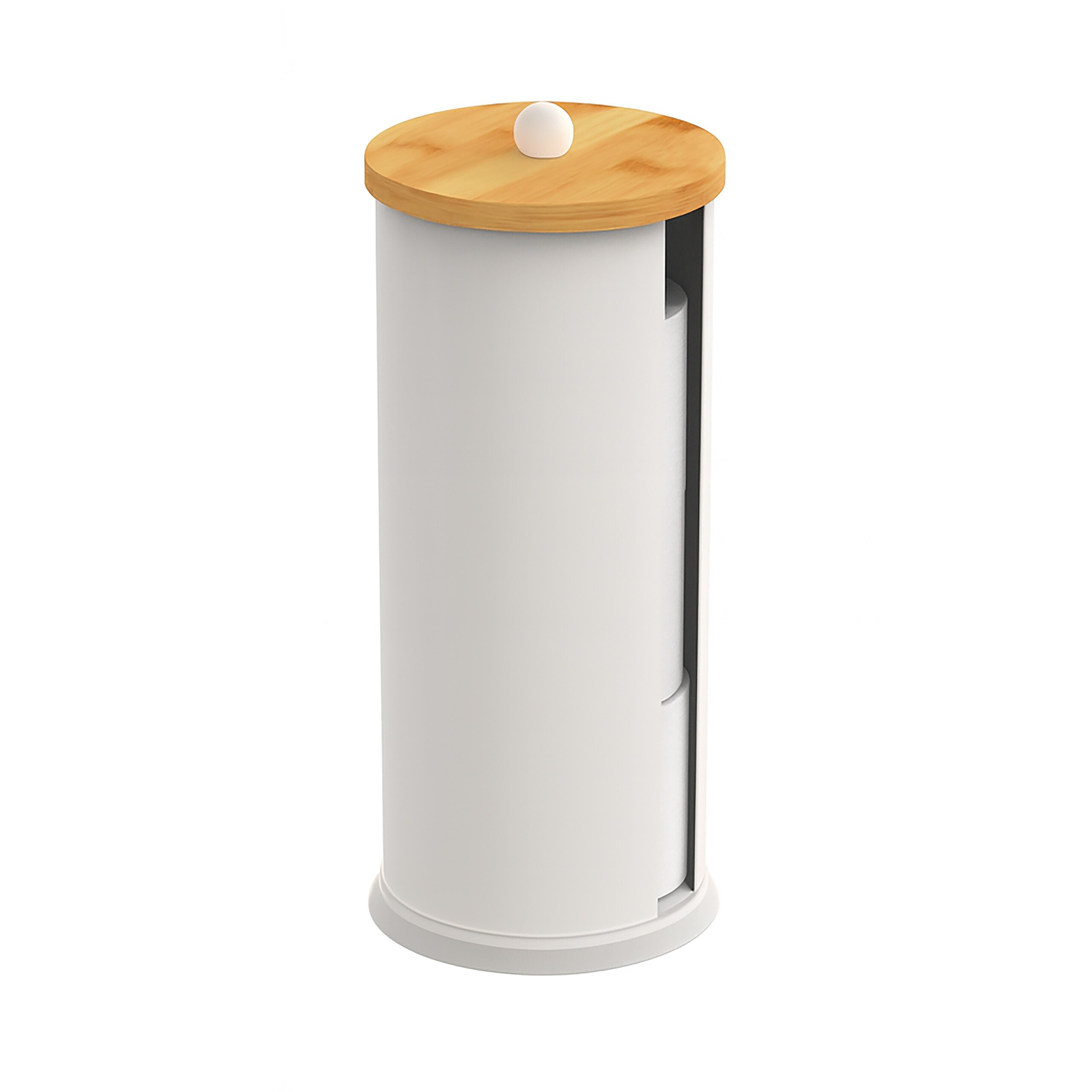 Toilet Paper Storage In White/natural - (h)49 X Ø Cm
