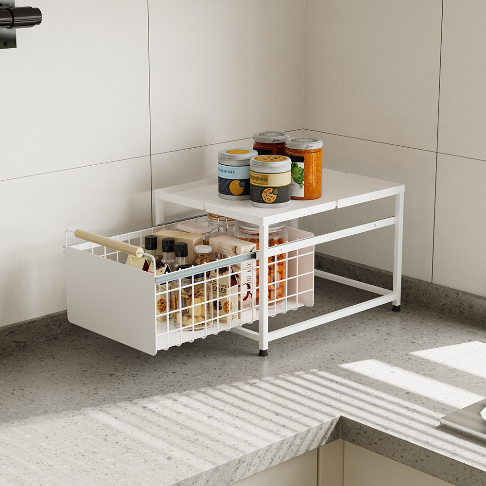 Under-Sink Storage Rack with Multi-Tier Drawer Design