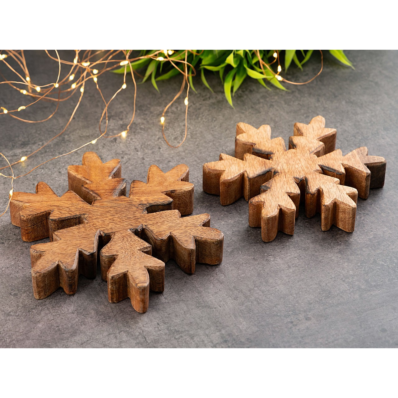 TEMU Wooden Snowflake 2pcs Set Decorative Figure 18x18cm Christmas Decoration