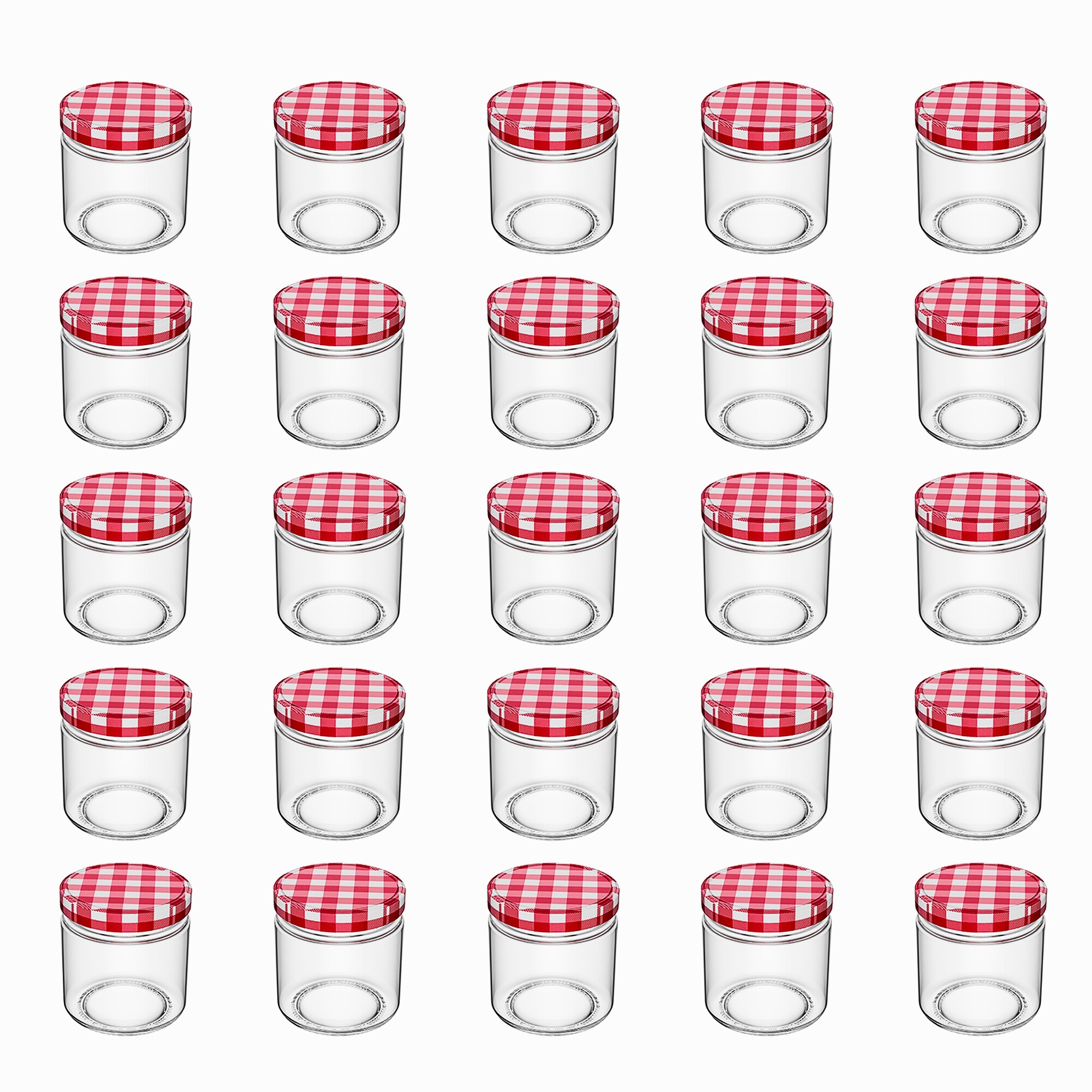 Image of Canning Jars Set 240 Ml Max 200 Ml – Jam Jars With Red And White Checkered Screw .5 X 6.5 Cm Tumblers Storage Jars Honey Jar Dessert Jar
