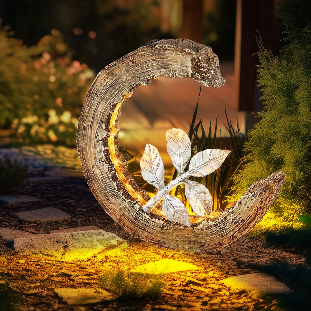 Image of Solar Lantern Garden Wood Optic Garden Decoration Lamp Moon For Outdoor, Silvery Branch, Led 3000k Warm White, Lxh 24x52 Cm