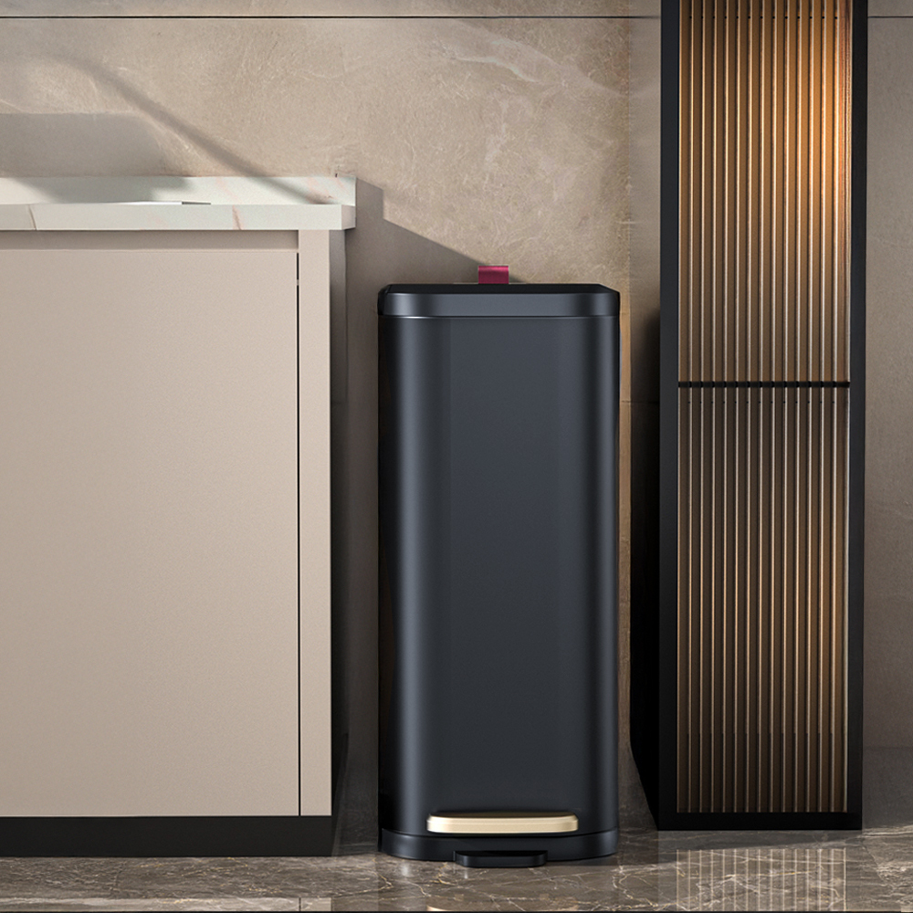 TEMU Stainless Steel Pedal Waste Bin 5l Small Trash Can Room Bathroom Slim Corner Dustbin