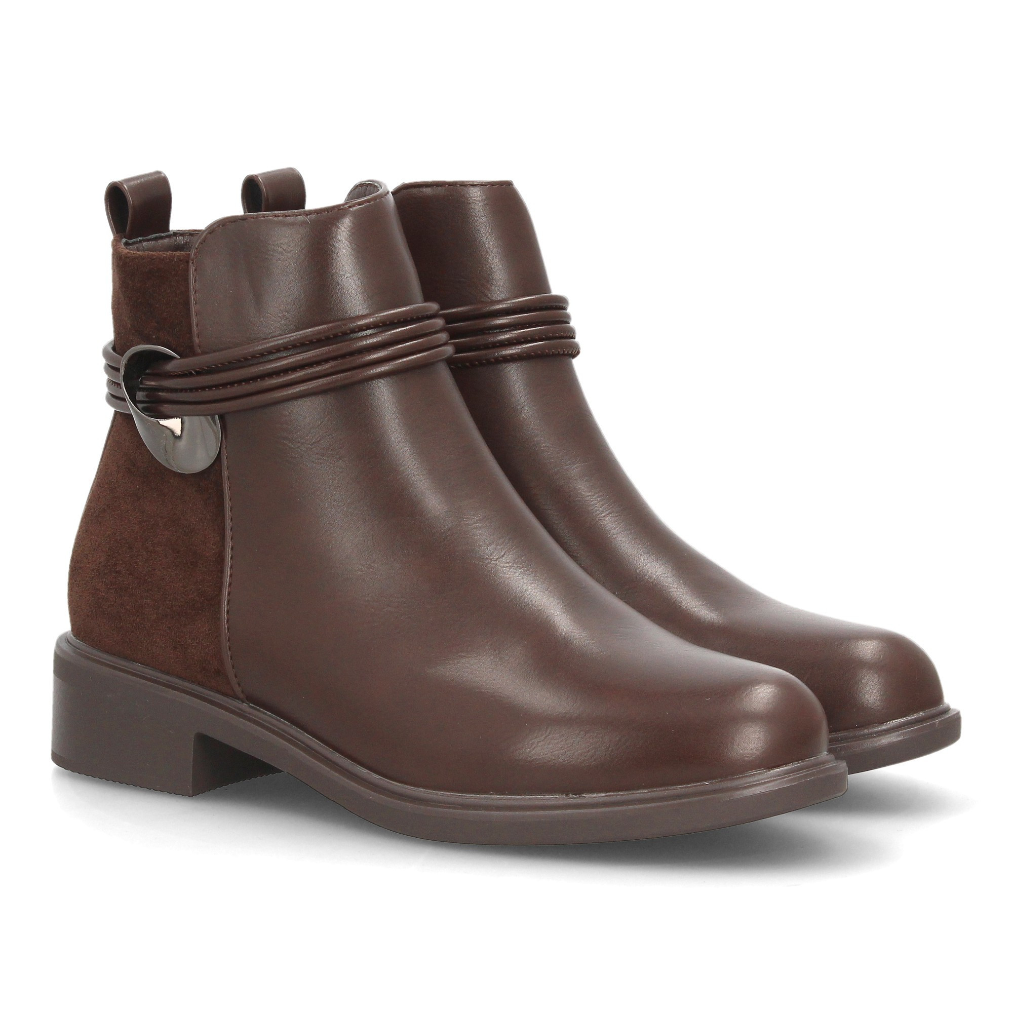 Image of Women's Boots With Elegant And Versatile Design, Original Multiple Strap Detail Around The Ankle. Ideal For Autumn Winter. Zipper Closure.
