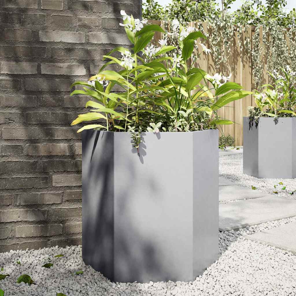 Vidaxl Plant Pot, Flower Pot With Open Bottom, Raised Bed For , Planter Box Flower Box Compost Container, Hexagonal Galvanized Steel