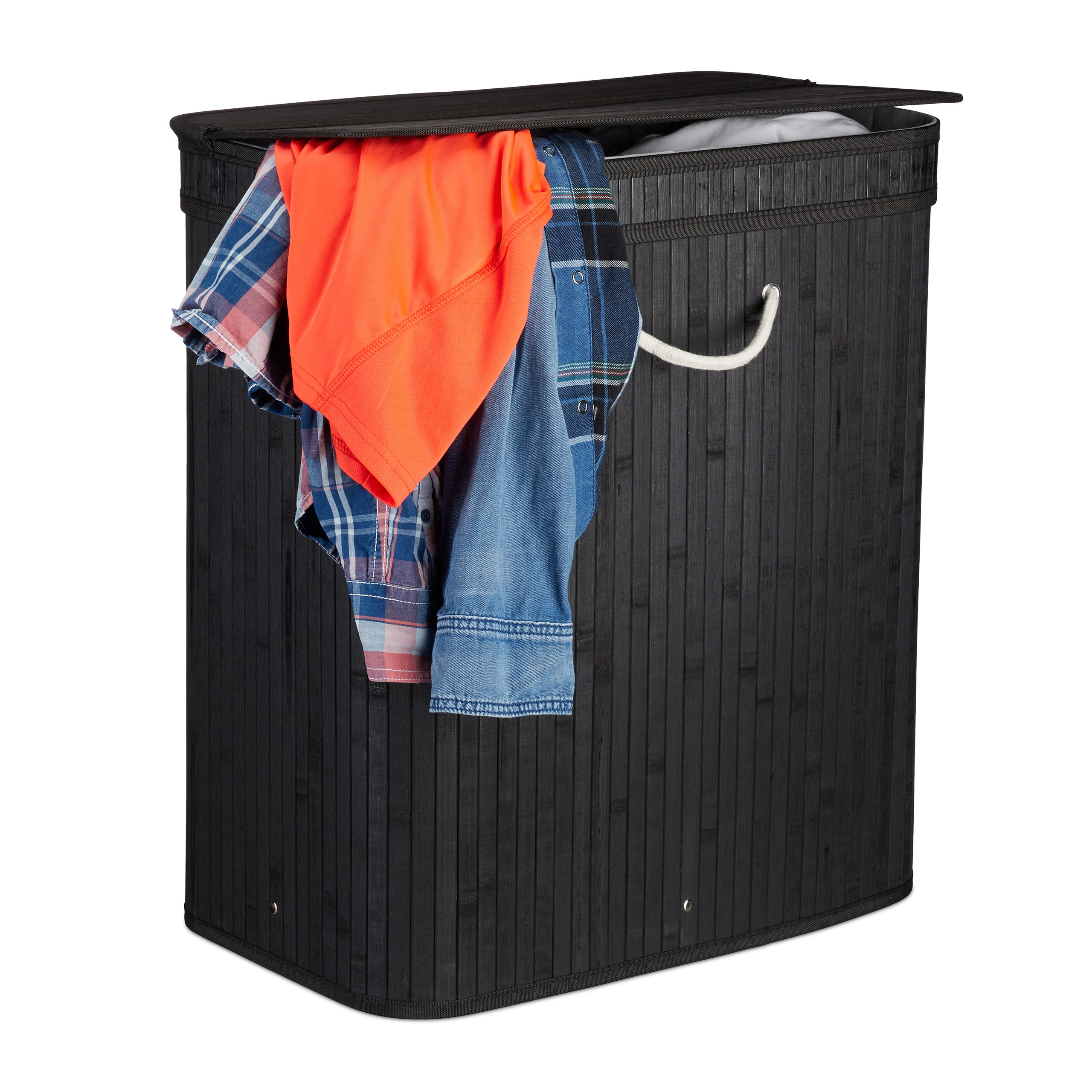Laundry Basket In Black - (w)55 X (h)63 X (d)35 Cm