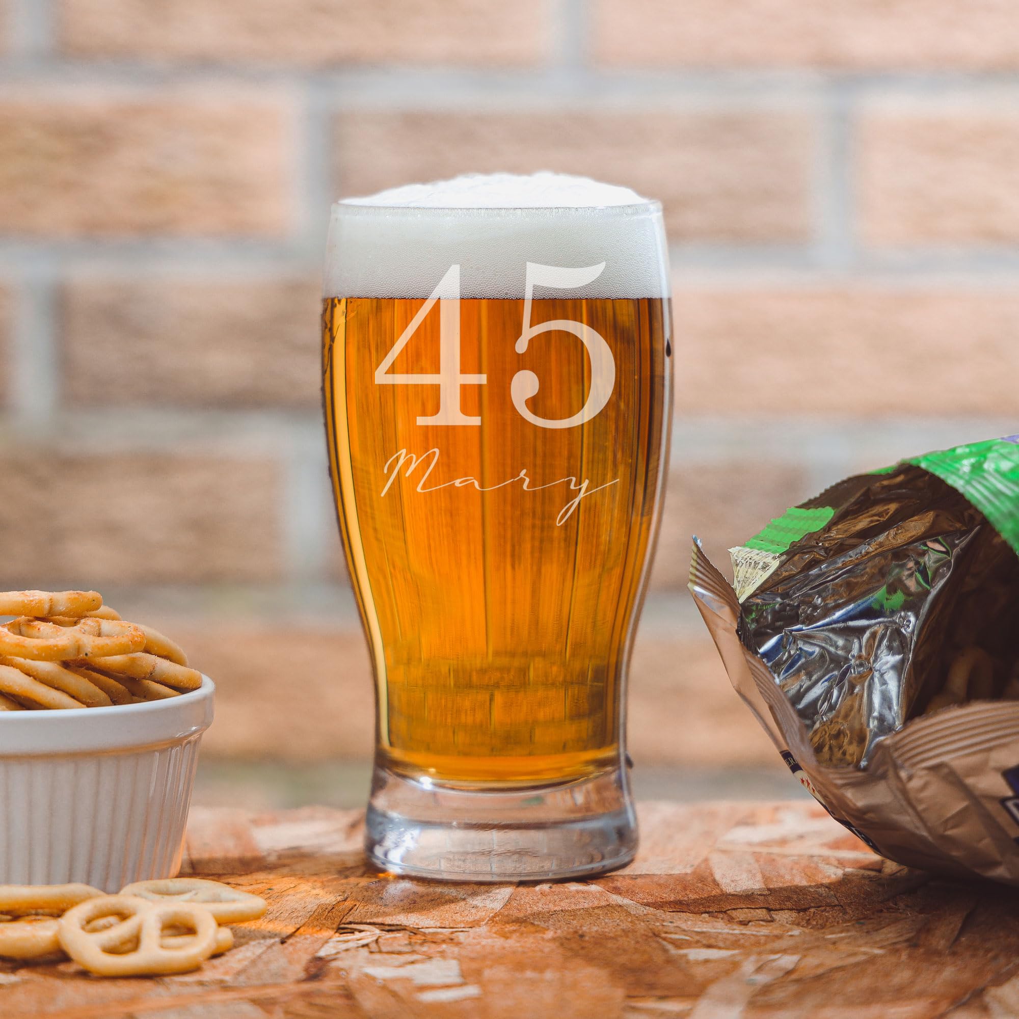 Personalised 45th Birthday Pint Glass with Name