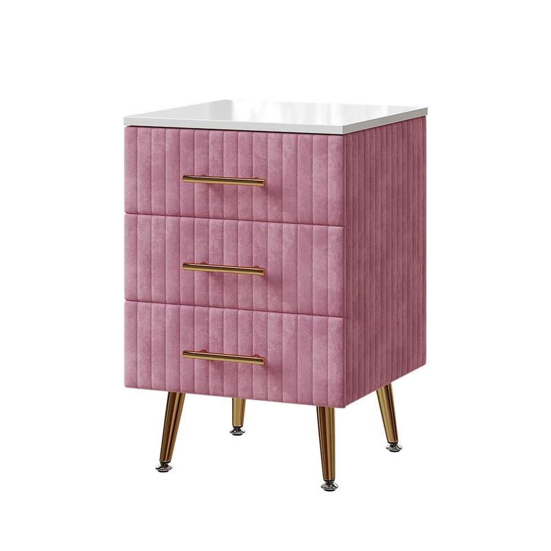 Image of Rosa Nightstand 41 X 62 Cm With 3 Drawers, Bedside Cabinet, Night Cabinet, Nightstand, Side Table, Mdf, 15 Mm, Bedroom