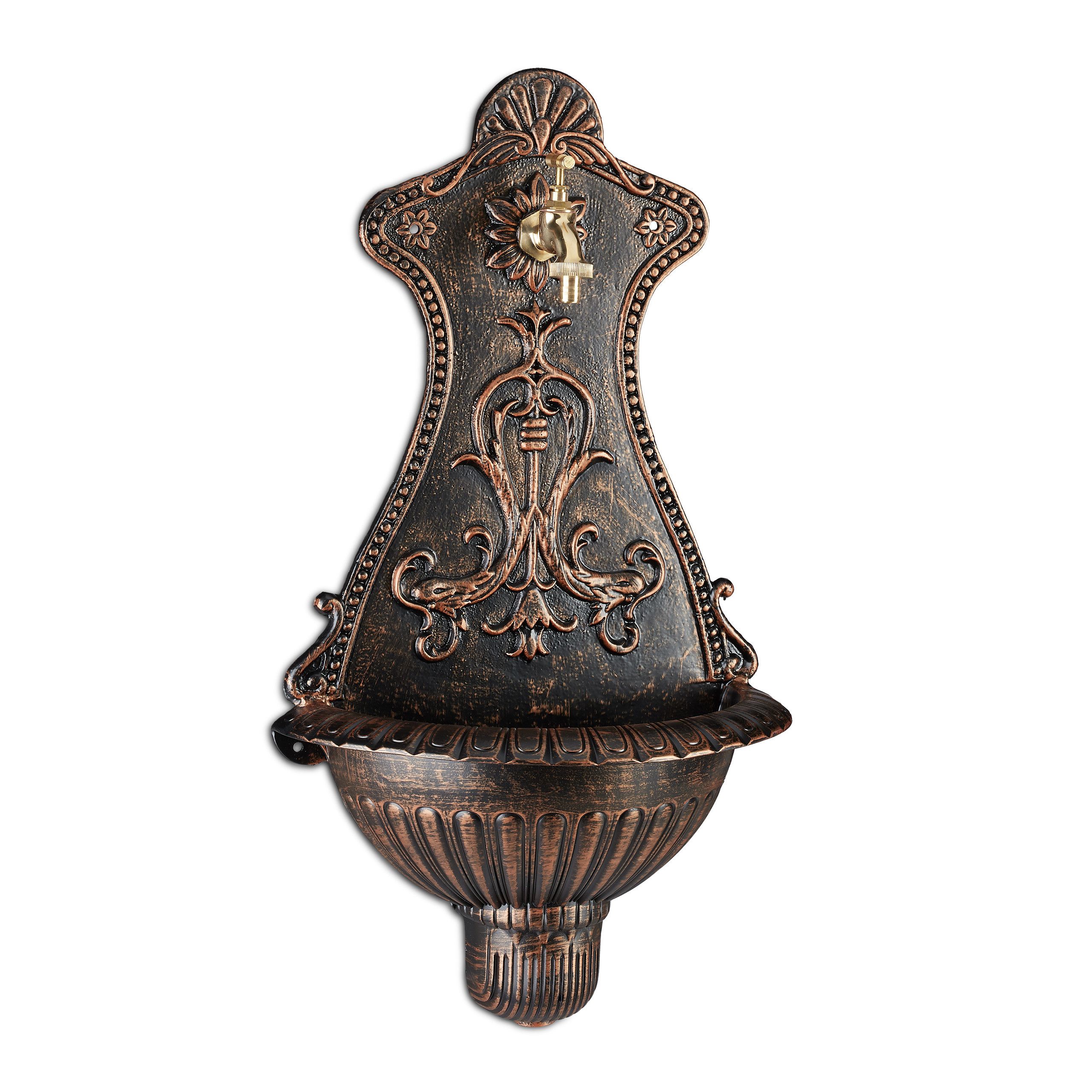 Wall Fountain In Bronze Color - (w)37 X (h)66 X (d)19.5 Cm