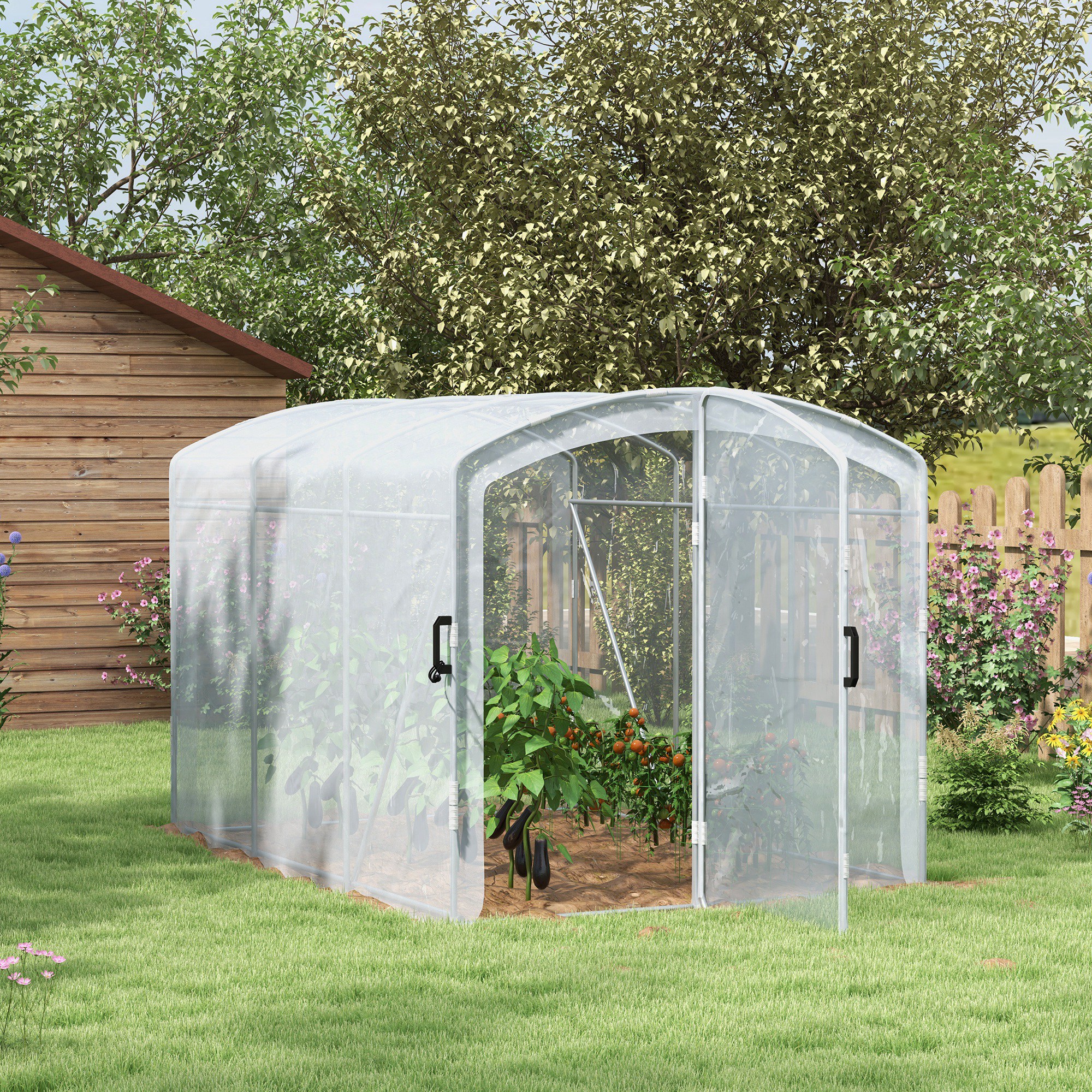 Foil Greenhouse, 3 X 2 X 1.95 M Tunnel Greenhouse, Windproof , Greenhouse With 1 Door, For Garden, Balcony, Pe, Transparent