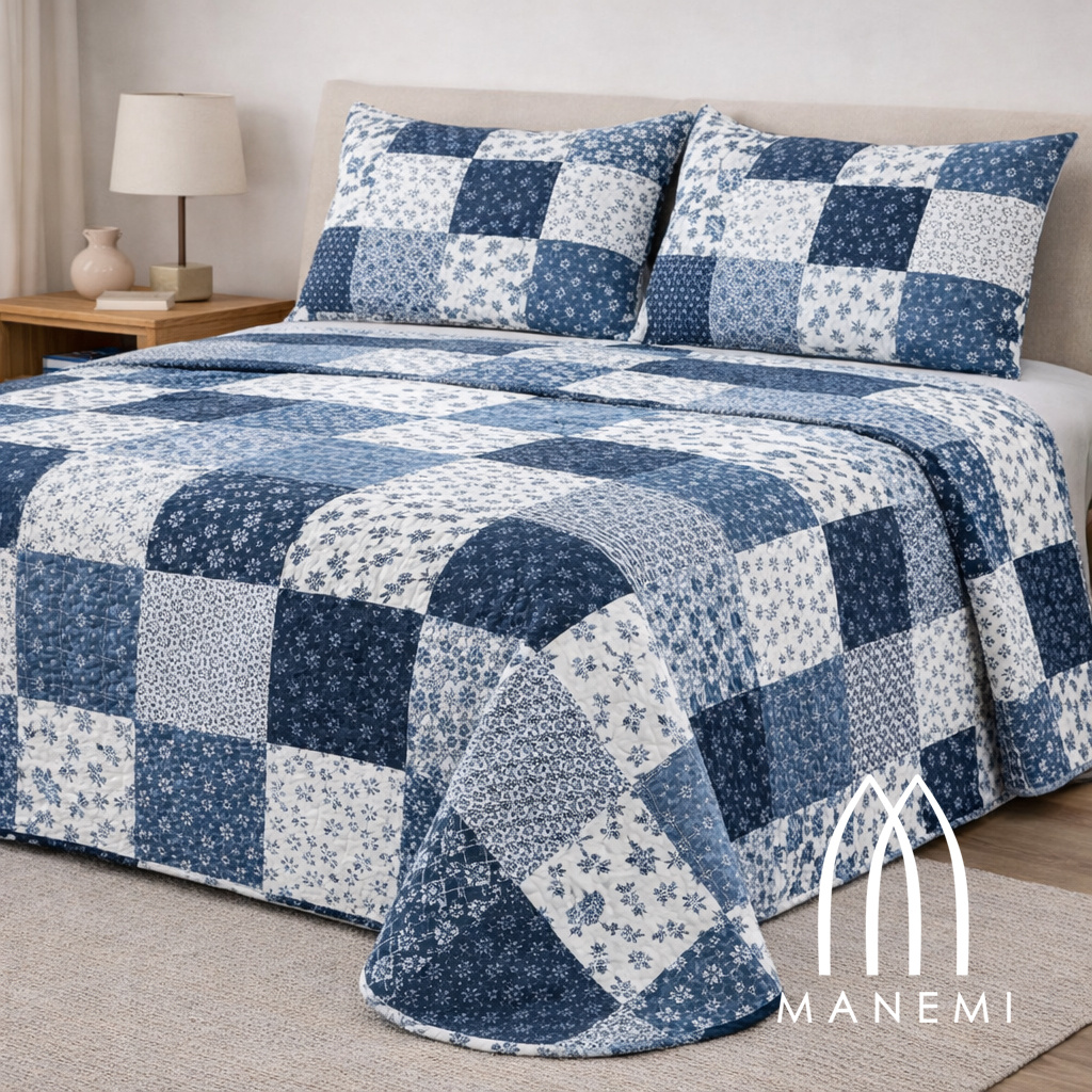 TEMU MANEMI - Colcha para verano y - Colcha para cama inluye 1 o 2 de cojin ，Colcha cubre cama 100% poliester, y transpirable. El diseño de la de