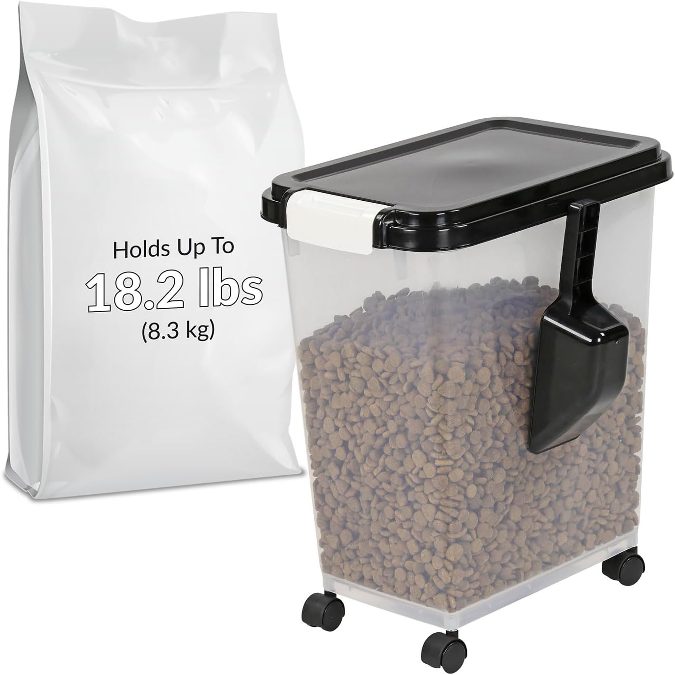 20L Rolling Airtight Pet Food Storage Bin with Scoop