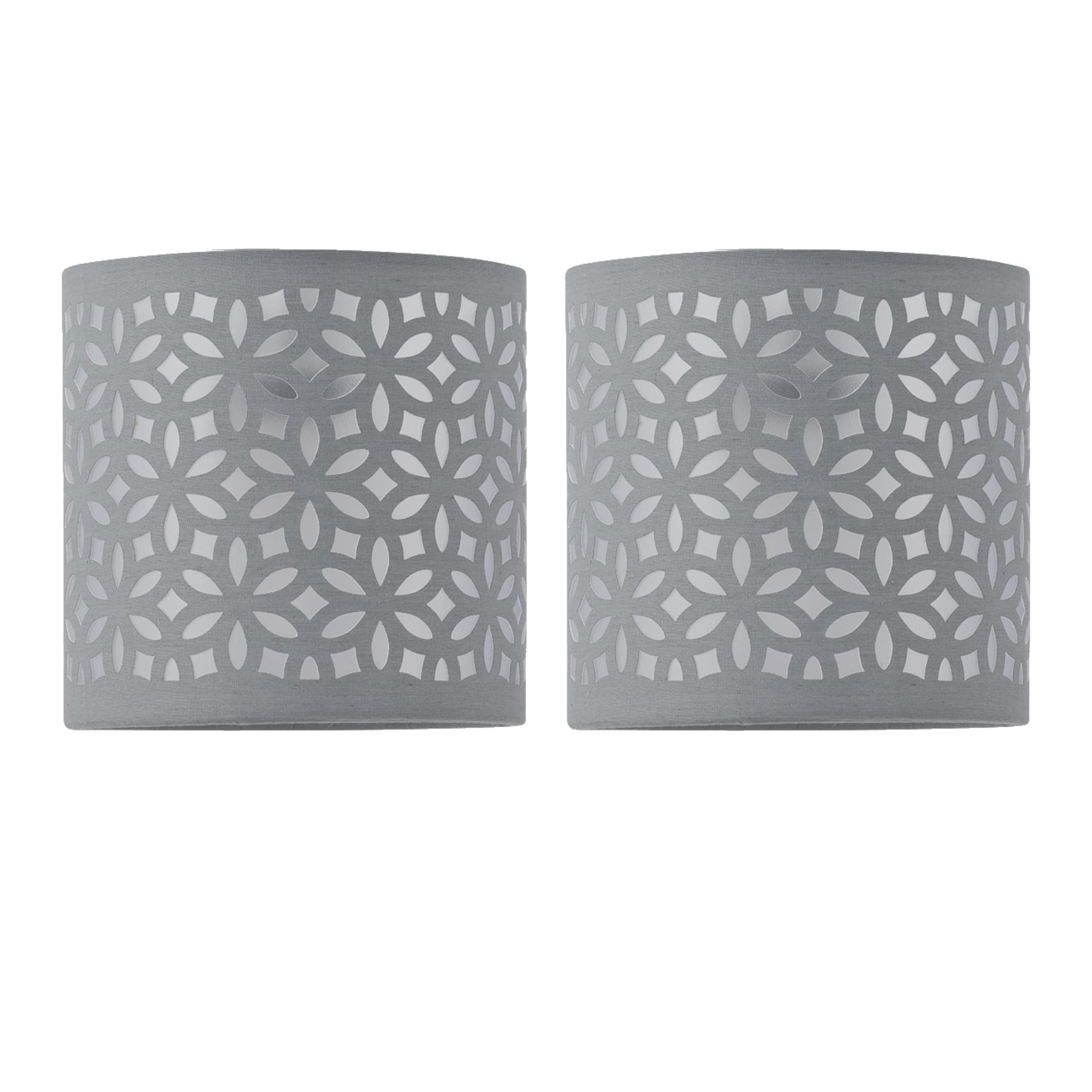 TEMU Set Of 2 Grey Laser Cut 15.5cm Table Lamp Shades