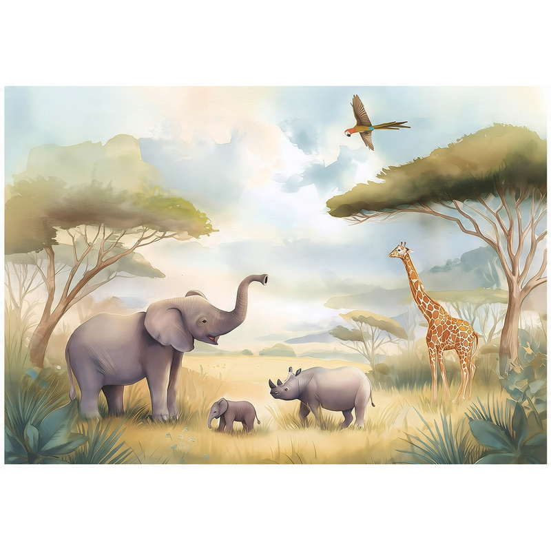 Image of Children' Animals Beige Wallpaper On Non-woven Fabric For Kids, Wall Decoration For Children's Room, 15742vx