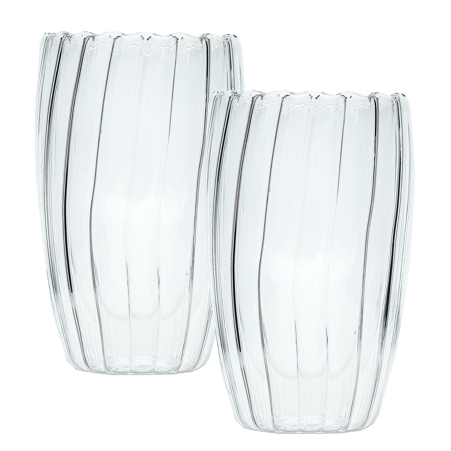 Image of Insulated Double-walled Thermo Tea Coffee Glass - Striped Style - 350 Ml Floating Effect, Mouth-blown Insulated For Cappuccino Latte Heat-resistant Tea Glass Coffee Glass Cup Without Handle