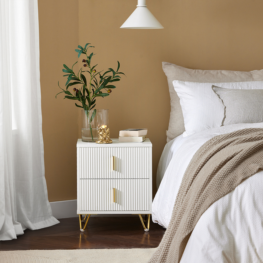 TEMU Nightstand Camera Bed - Nightstand With 2 Drawers, Living Room Coffee Table - Modern Drawer Unit L40 X W40 X H47 Cm White Fbt115-w Sobuy