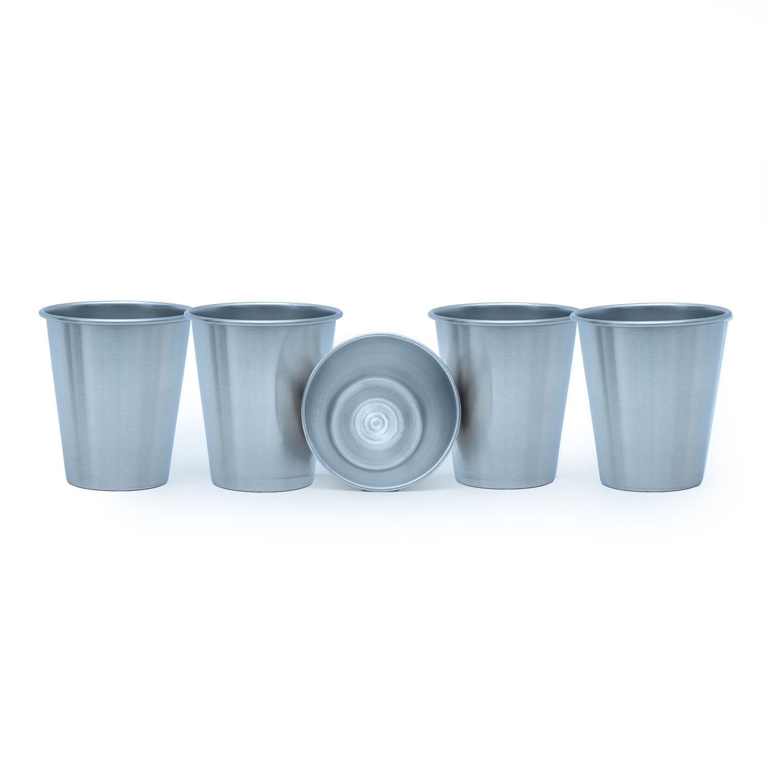 Image of 5x Stackable Stainless Steel Cups 5 X 3.3 X 4 Cm Camping Outdoor Metal Cup Glass Reusable Without Plastic Suitable For Children