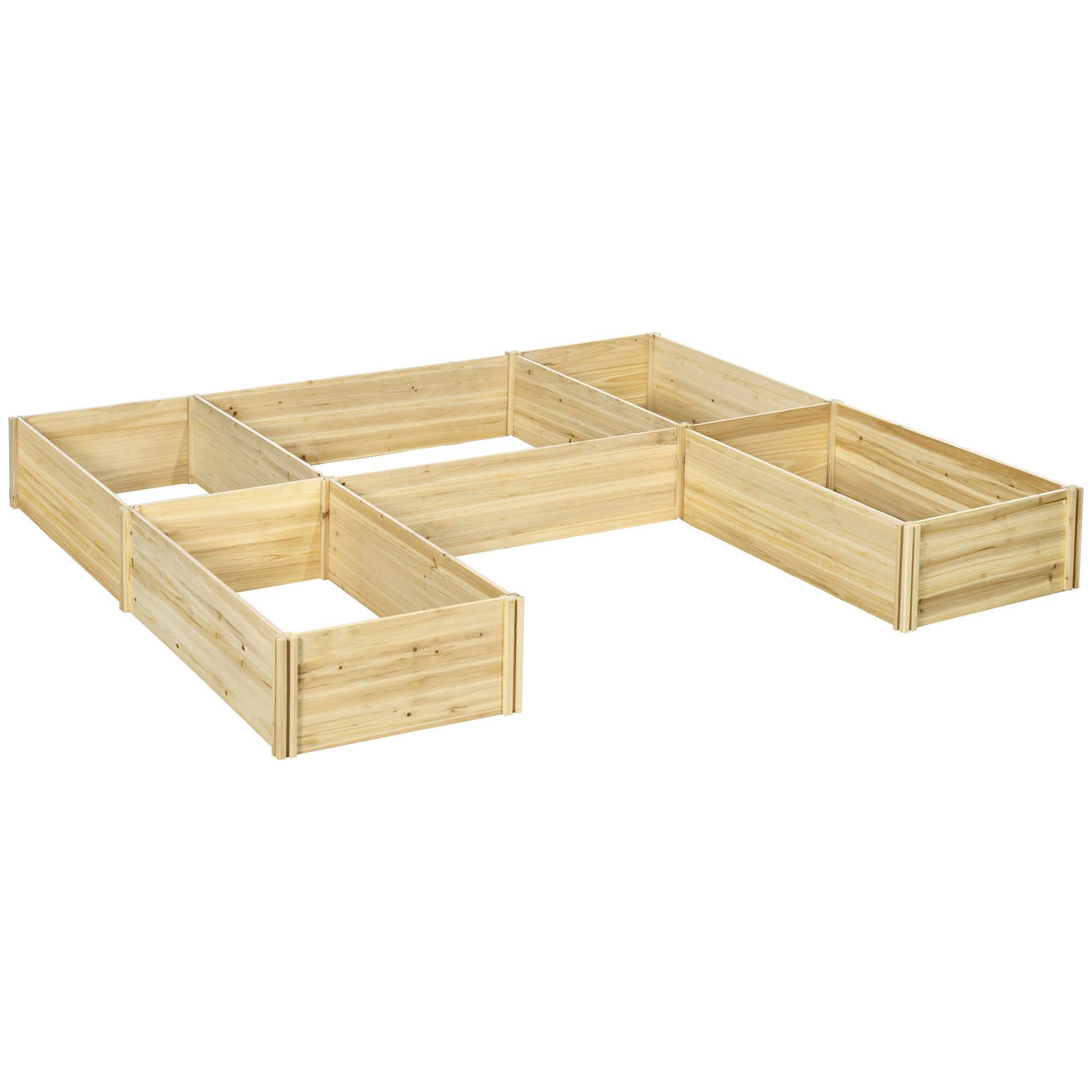 E-shop Set aus 5 modularen Gartenpflanzkübeln aus Holz für den Außenbereich, von Experten empfohlen, Tannenholz, schönes Design, wetterfest, natürliche