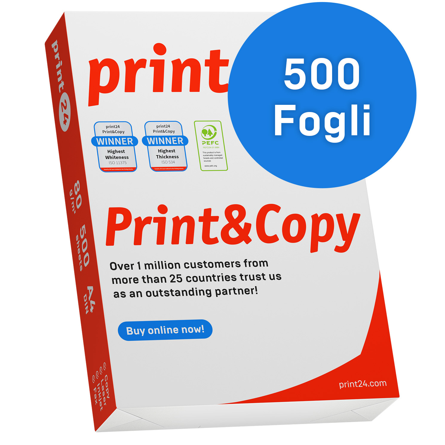 TEMU Carta per Stampante Carta da 500 Fogli, 1 x 500, A4 80g, Premium, Certificata
