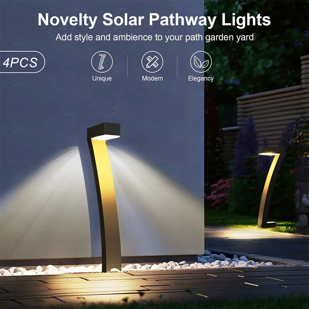 Ip65 Led Pathway Lights – 4-pack Outdoor Landscape Lighting, Black Square Modern Side-lit Design, Glare-free, Perfect For Driveway, Garden, Walkway, Yard